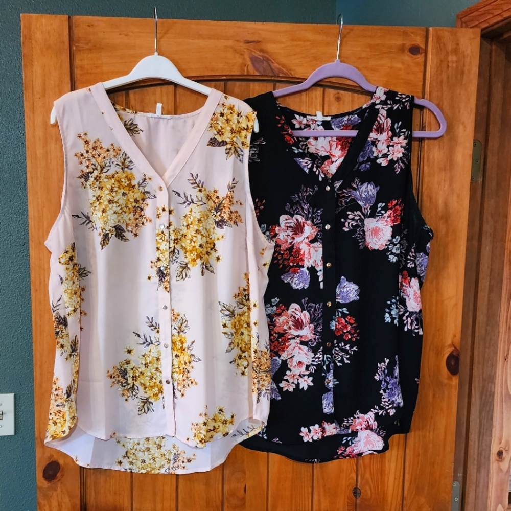 2 1X Maurices Madison Button down Floral Blouses